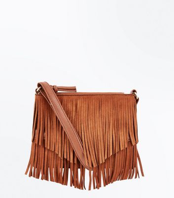 Tan fringe bag sale