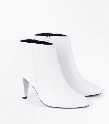 White cone shop heel boots