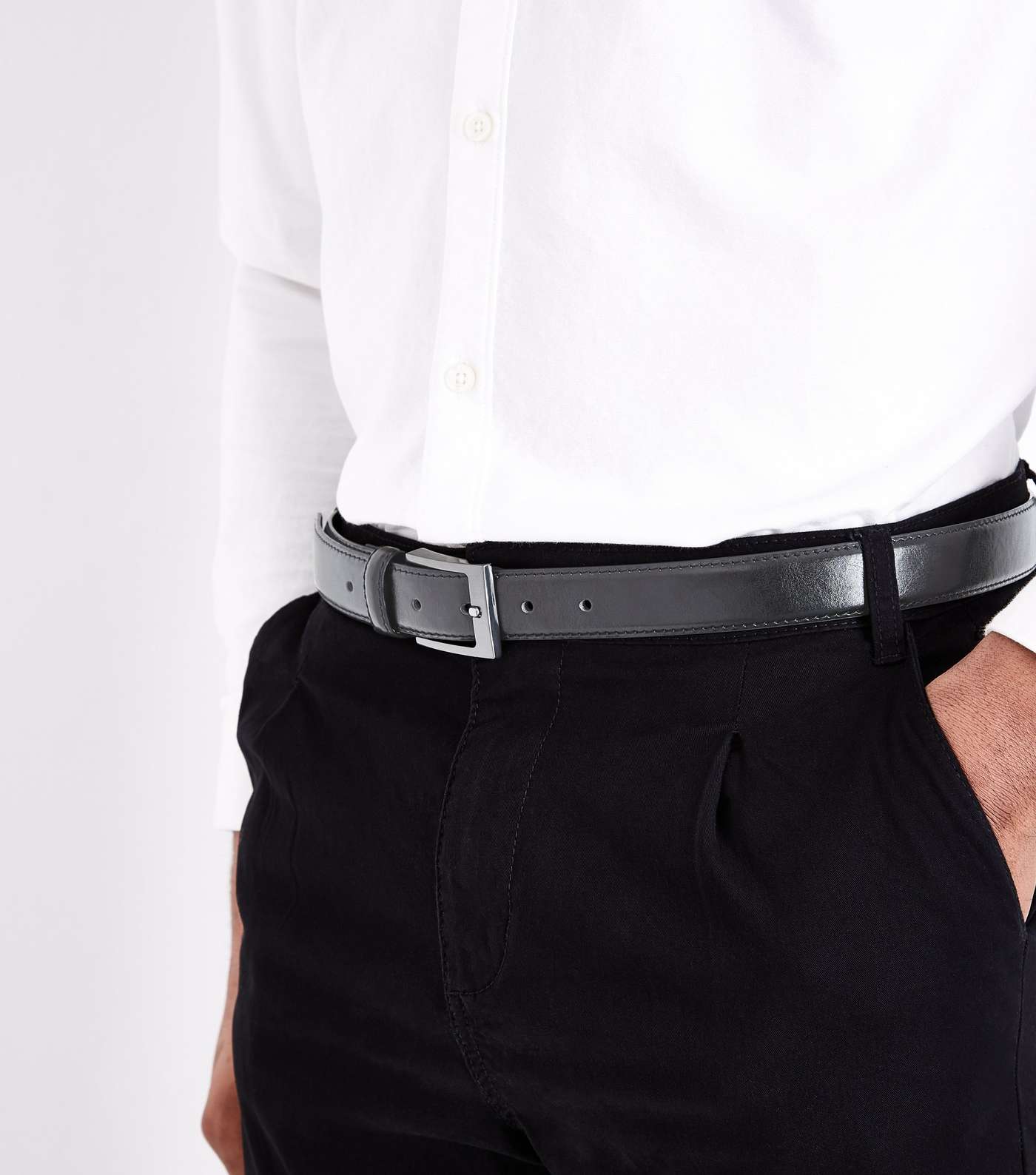 Black Leather-Look Formal Belt Image 2