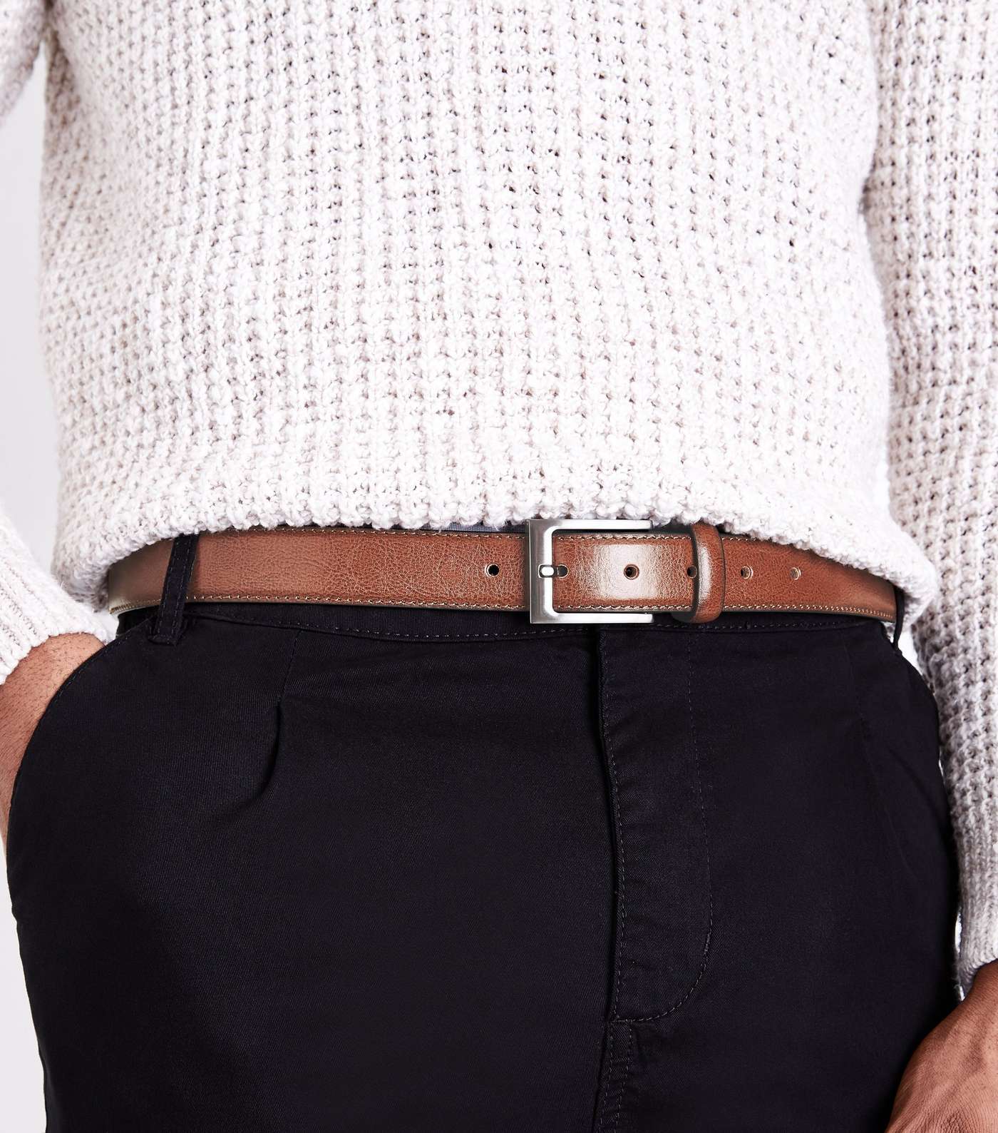 Tan Leather-Look Formal Belt Image 2