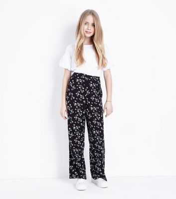 new look girls black trousers