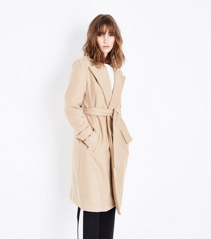 Camel Belted Coat New Look