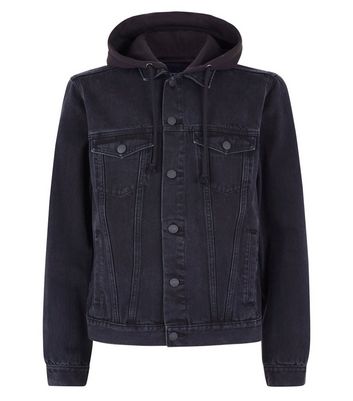 New look mens black denim jacket best sale