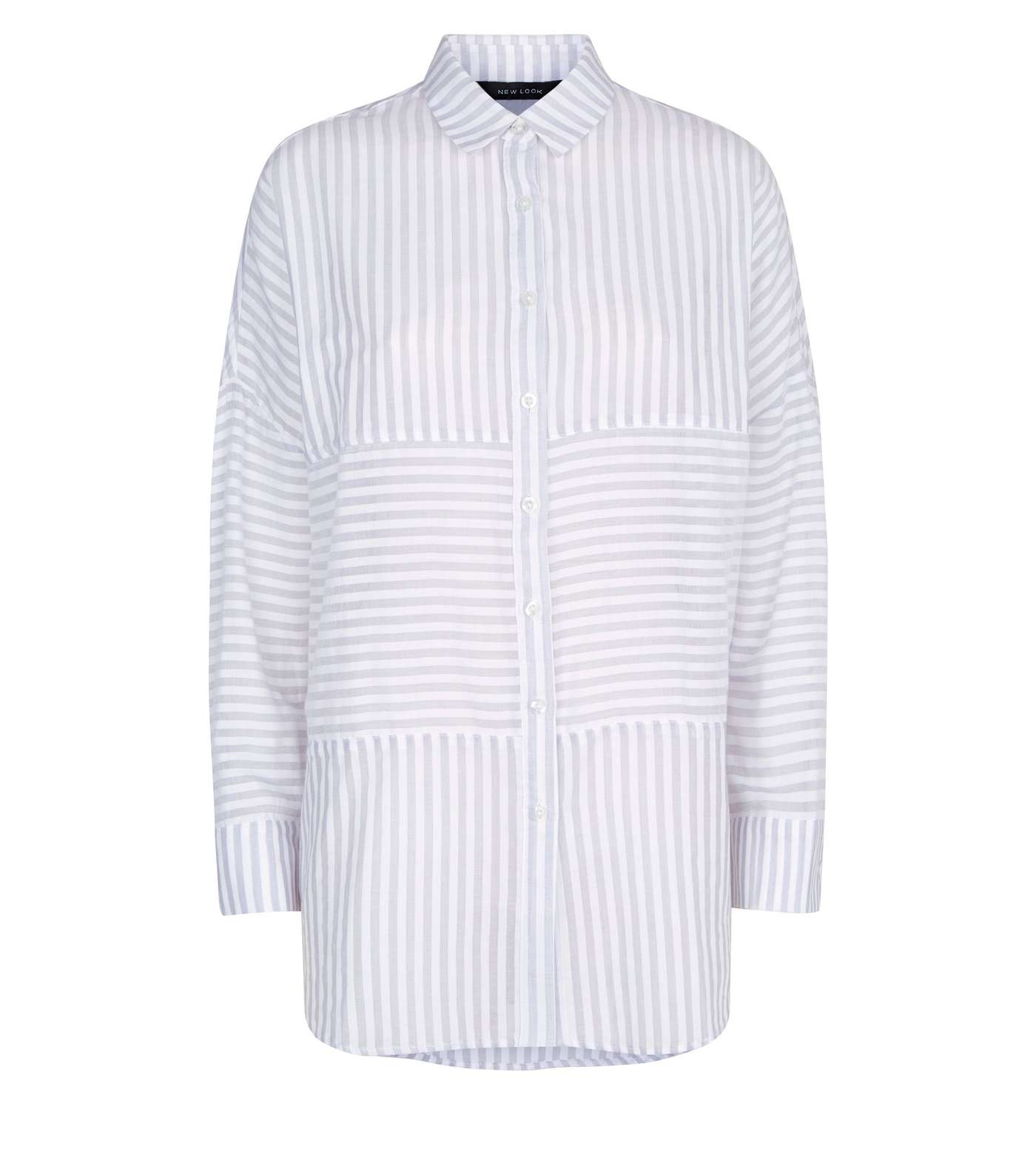 White Contrast Stripe Drop Shoulder Shirt  Image 4