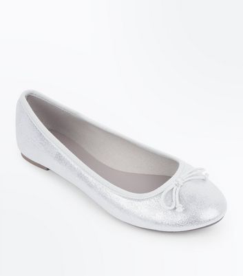 silver ballet pumps wide fit