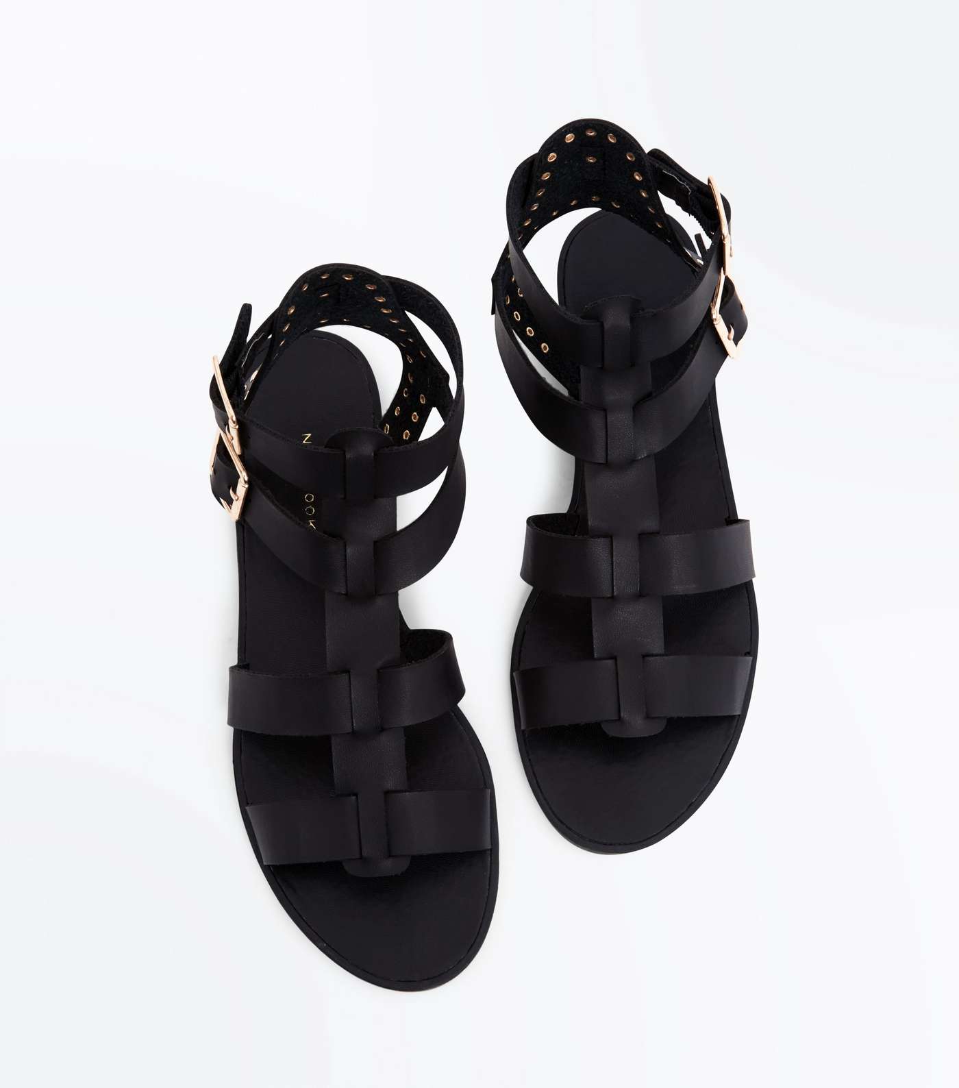 Black Studded Buckle Gladiator Sandals Image 3