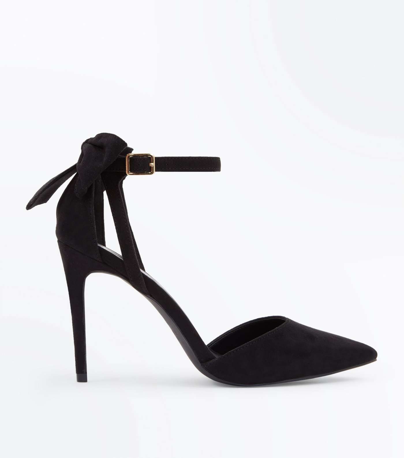 Black Suedette Bow Back Pointed Courts