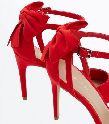 New look hot sale red bow heels