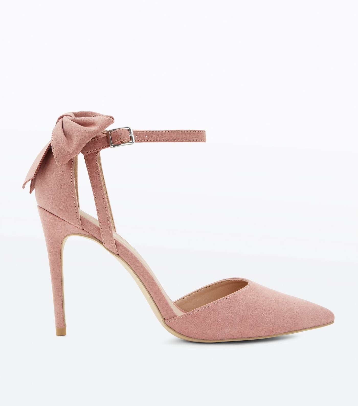 Nude Suedette Bow Back Pointed Courts