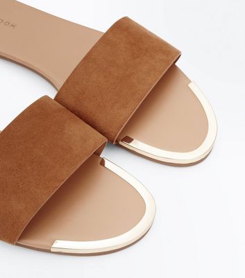 new look tan sliders