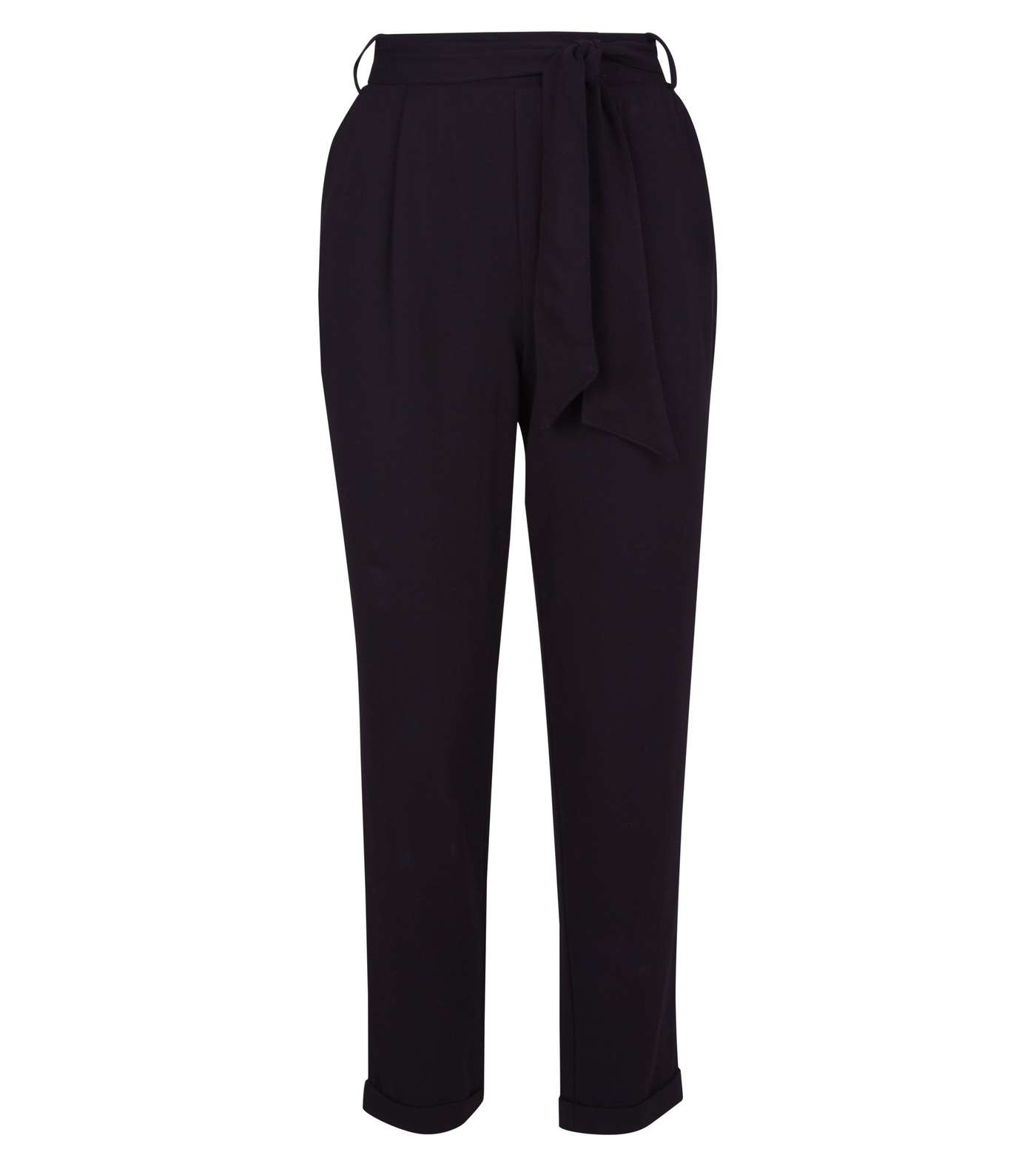 Black Tie Waist Tapered Trousers Image 4