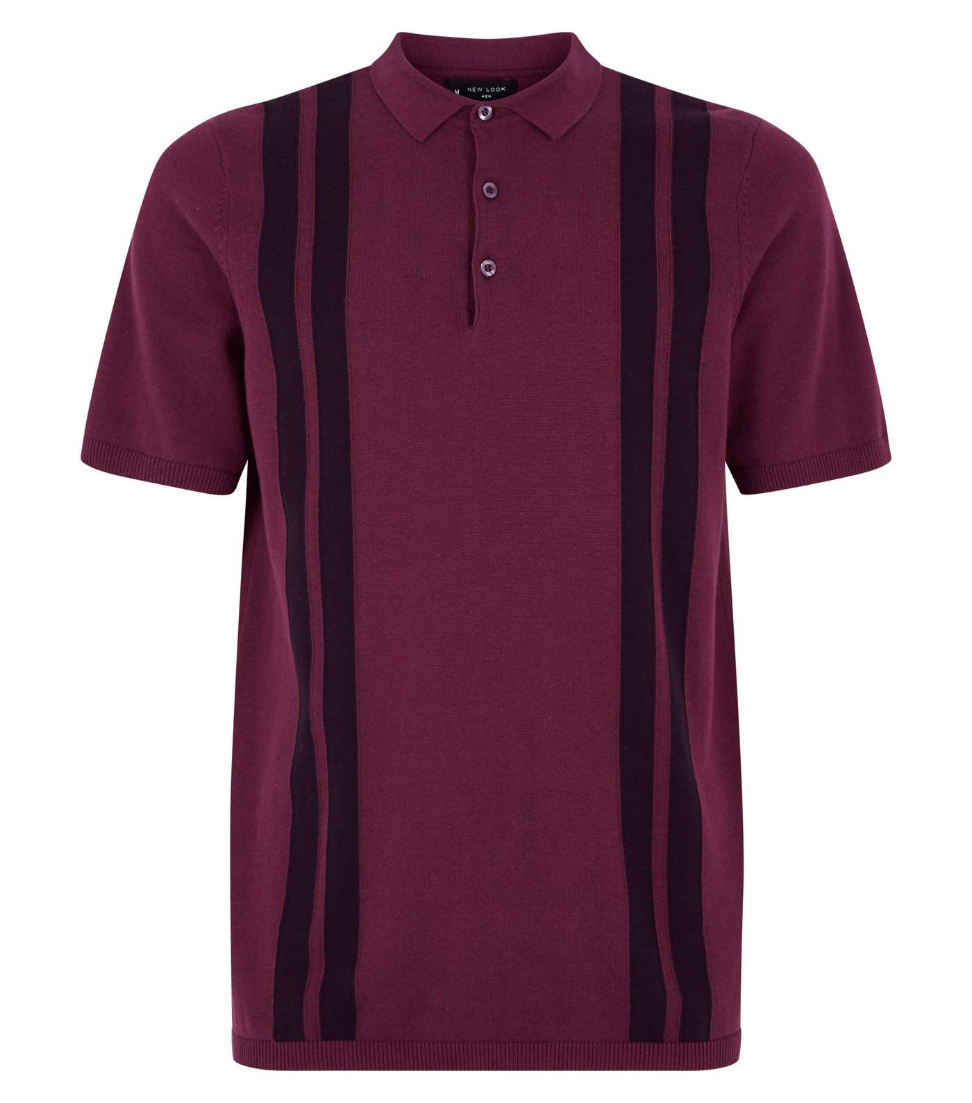 Burgundy Vertical Stripe Polo Shirt Image 4