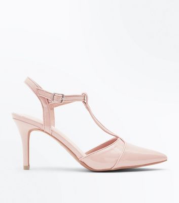 nude patent pointed heels