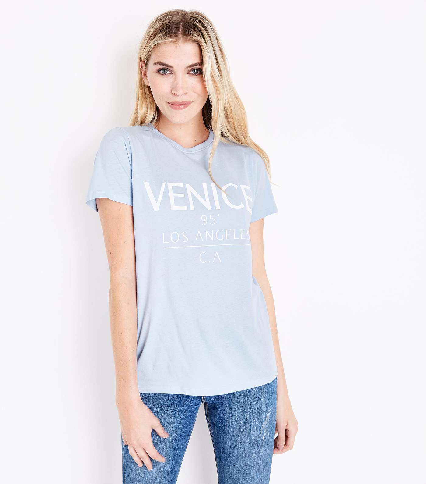 Bright Blue Venice Los Angeles Print T-Shirt