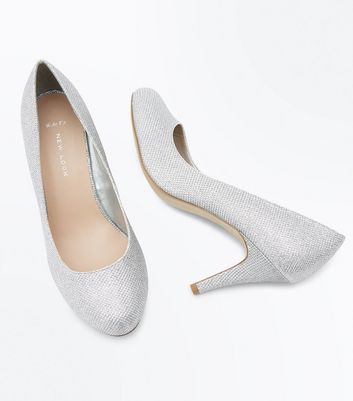 new look wide fit silver shoes