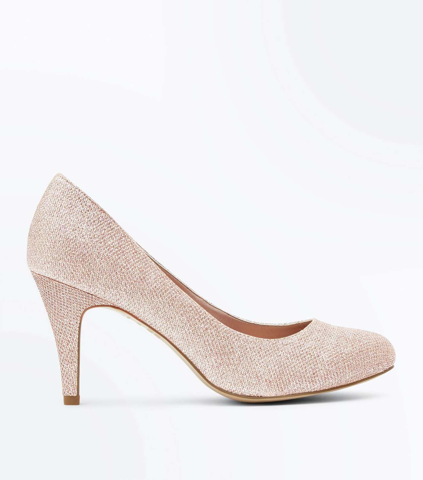 Wide Fit Rose Gold Glitter Wedding Court Shoes