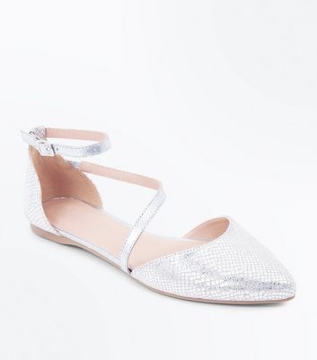silver ballet pumps wide fit