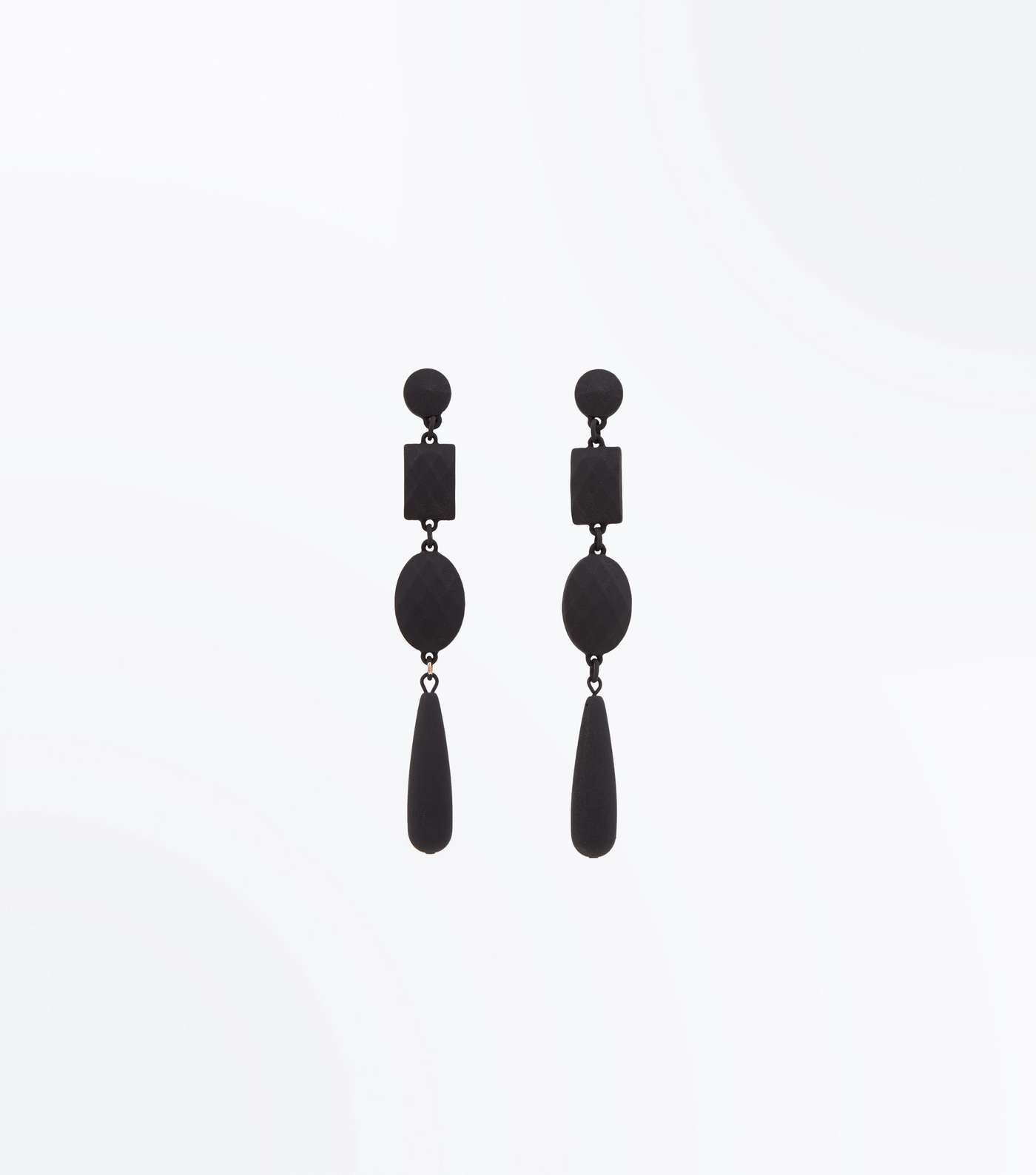 Black Coated Stone Drop Earrings