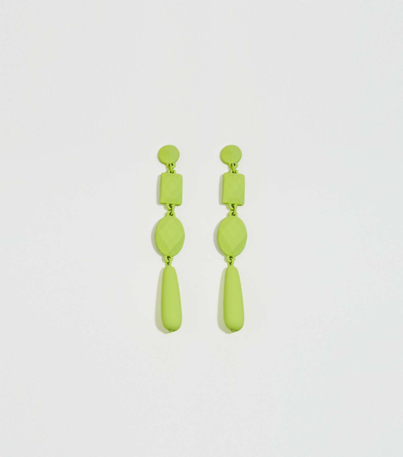 Lime Green Coated Stone Drop Earrings