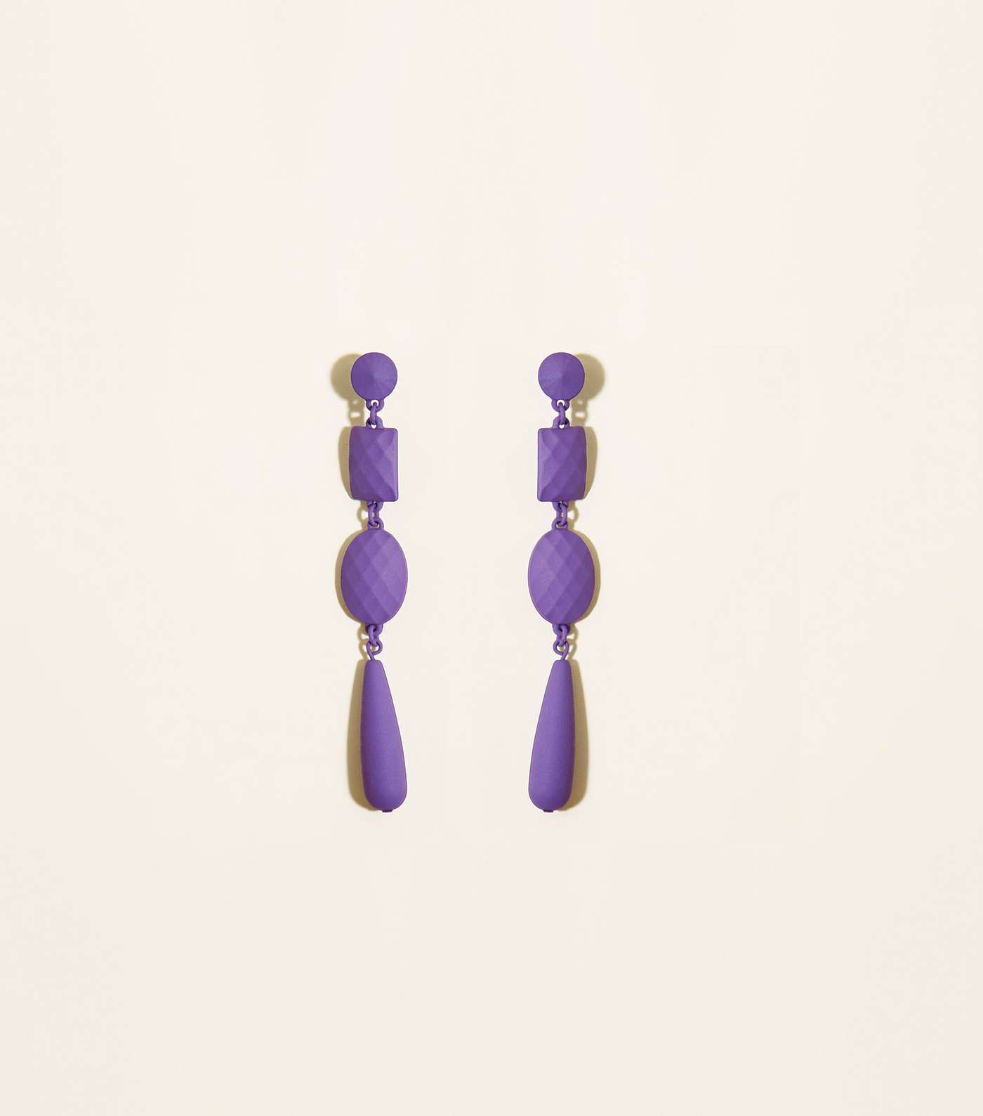 Purple Coated Stone Drop Earrings