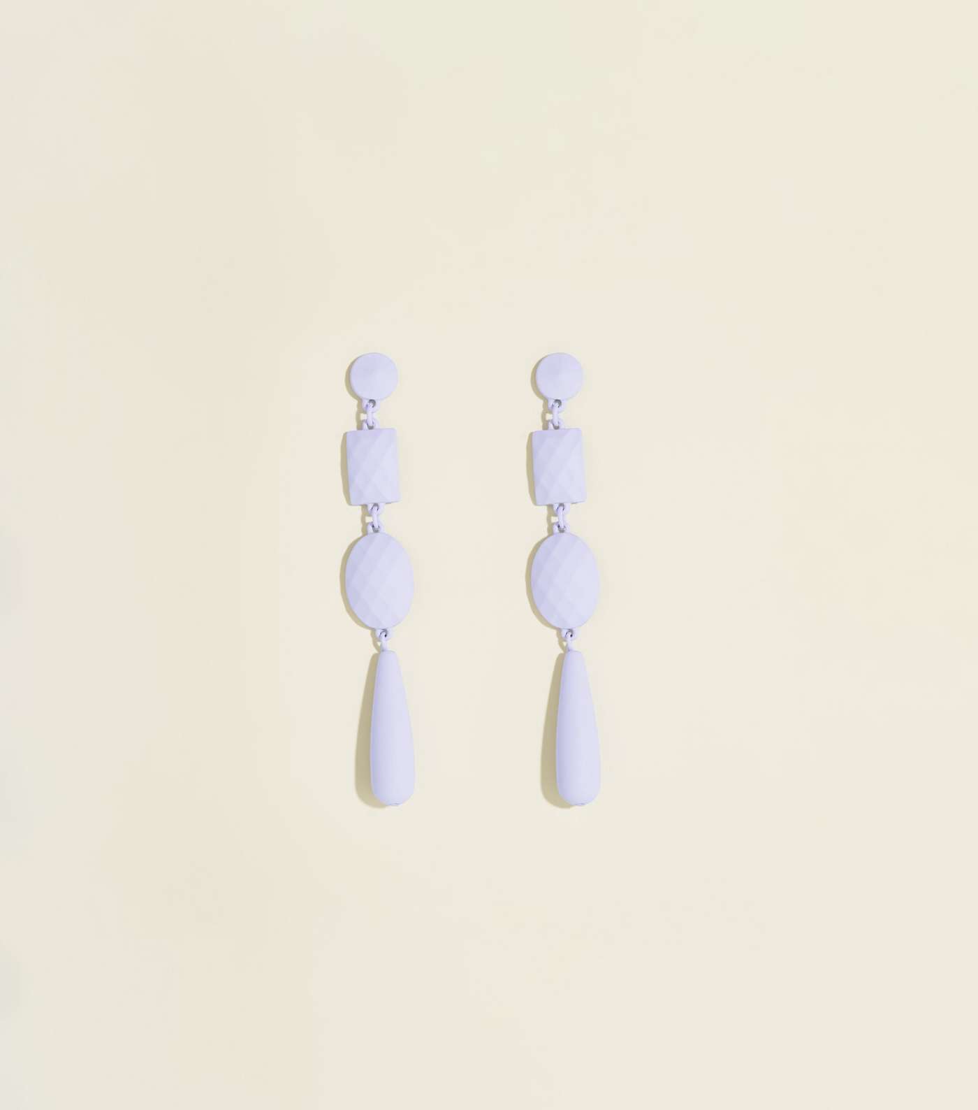 Lilac Coated Stone Drop Earrings