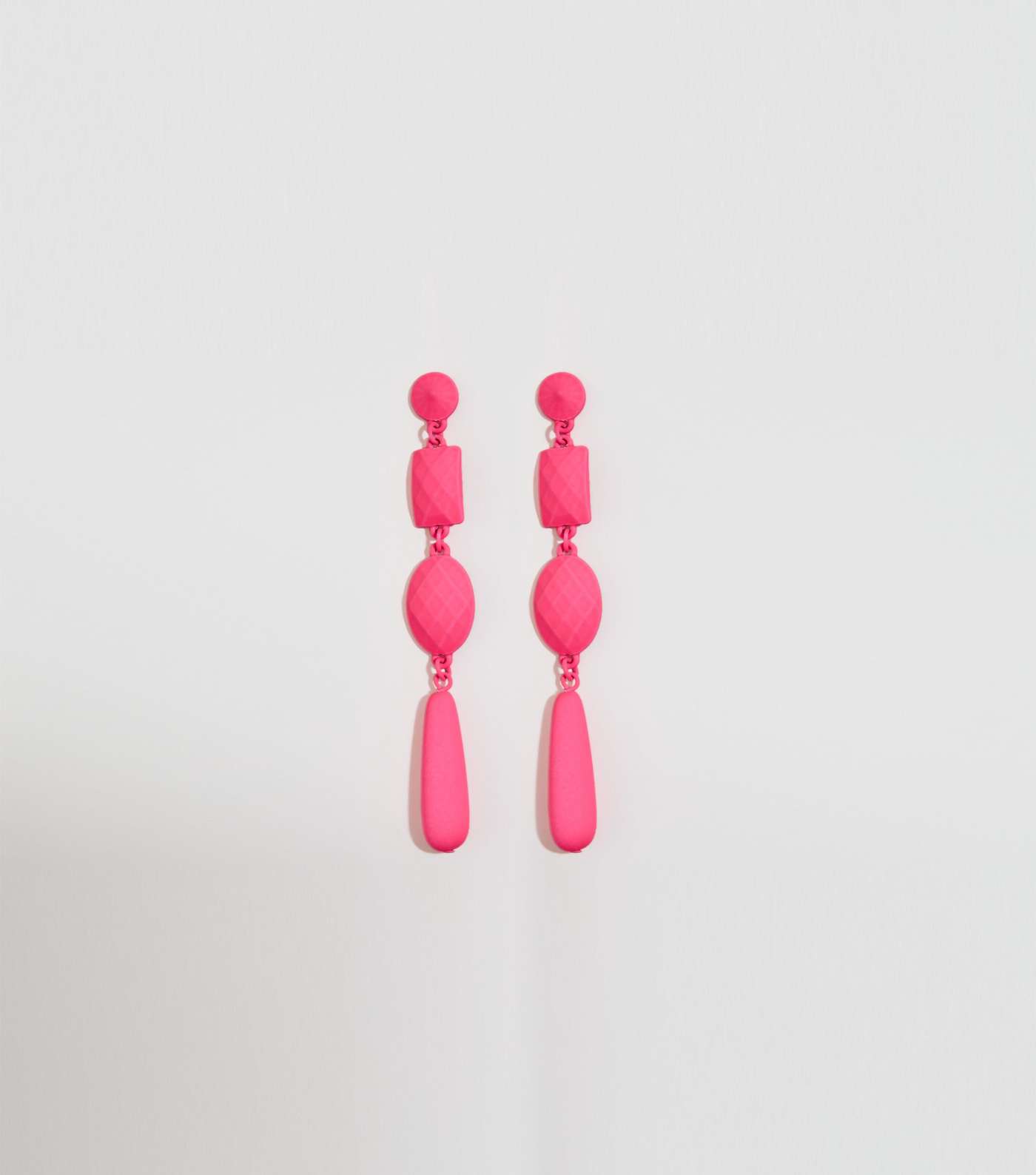 Bright Pink Neon Coated Stone Drop Earrings