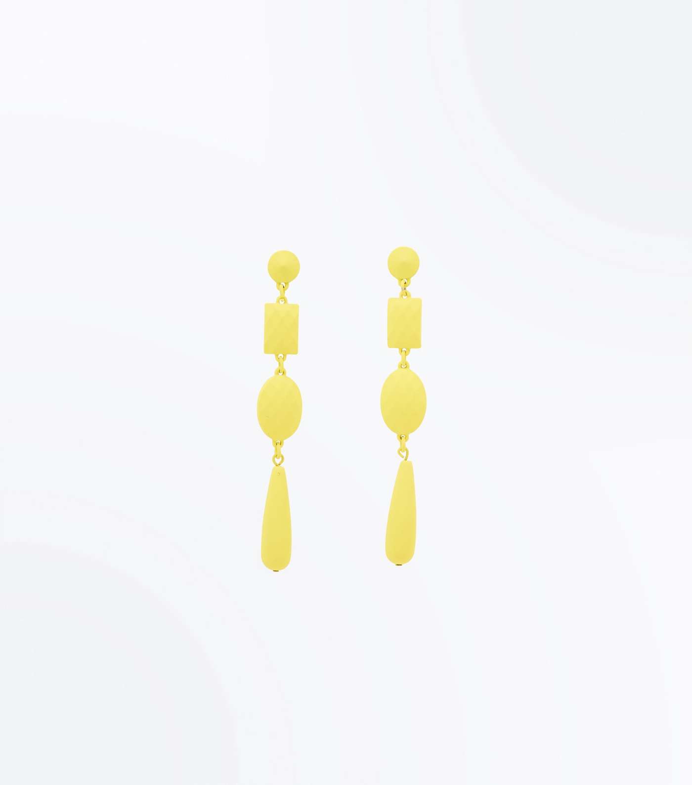 Yellow Coated Stone Drop Earrings