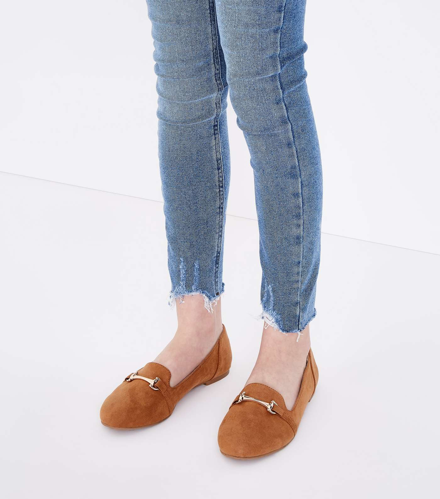 Girls Tan Bar Front Loafers Image 2