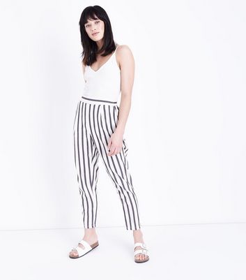 Off White Stripe Woven Tapered Trousers 