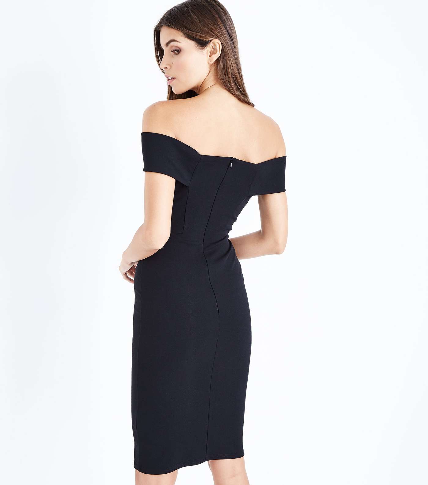 Black Bardot Scuba Midi Dress Image 3