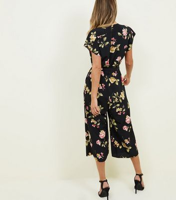 black floral culotte jumpsuit