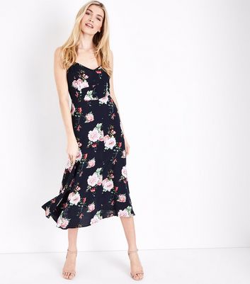 floral v neck midi dress