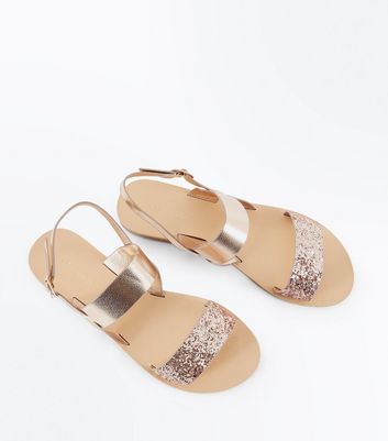 gold flip flops new look