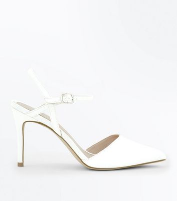 New Look Wide Fit White Leather-look Strappy Block Heel Sandals |  littlewoods.com