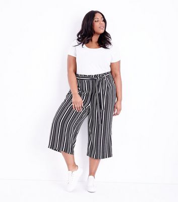 new look black and white striped trousers