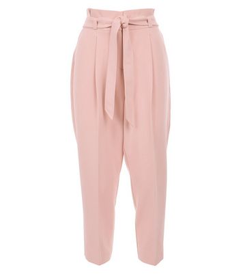 2-pack paper bag trousers - Dusty pink/Dogtooth-patterned - Kids | H&M