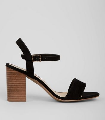 black wooden heel sandals