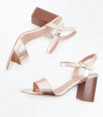 new look rose gold wedges