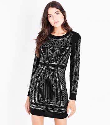 black studded bodycon dress