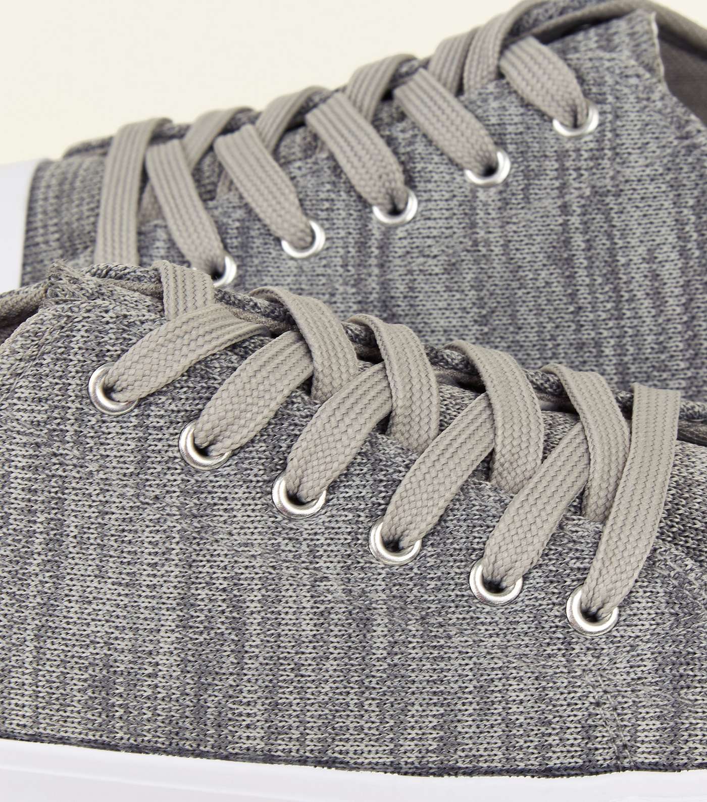 Grey Marl Knit Lace Up Trainers  Image 4