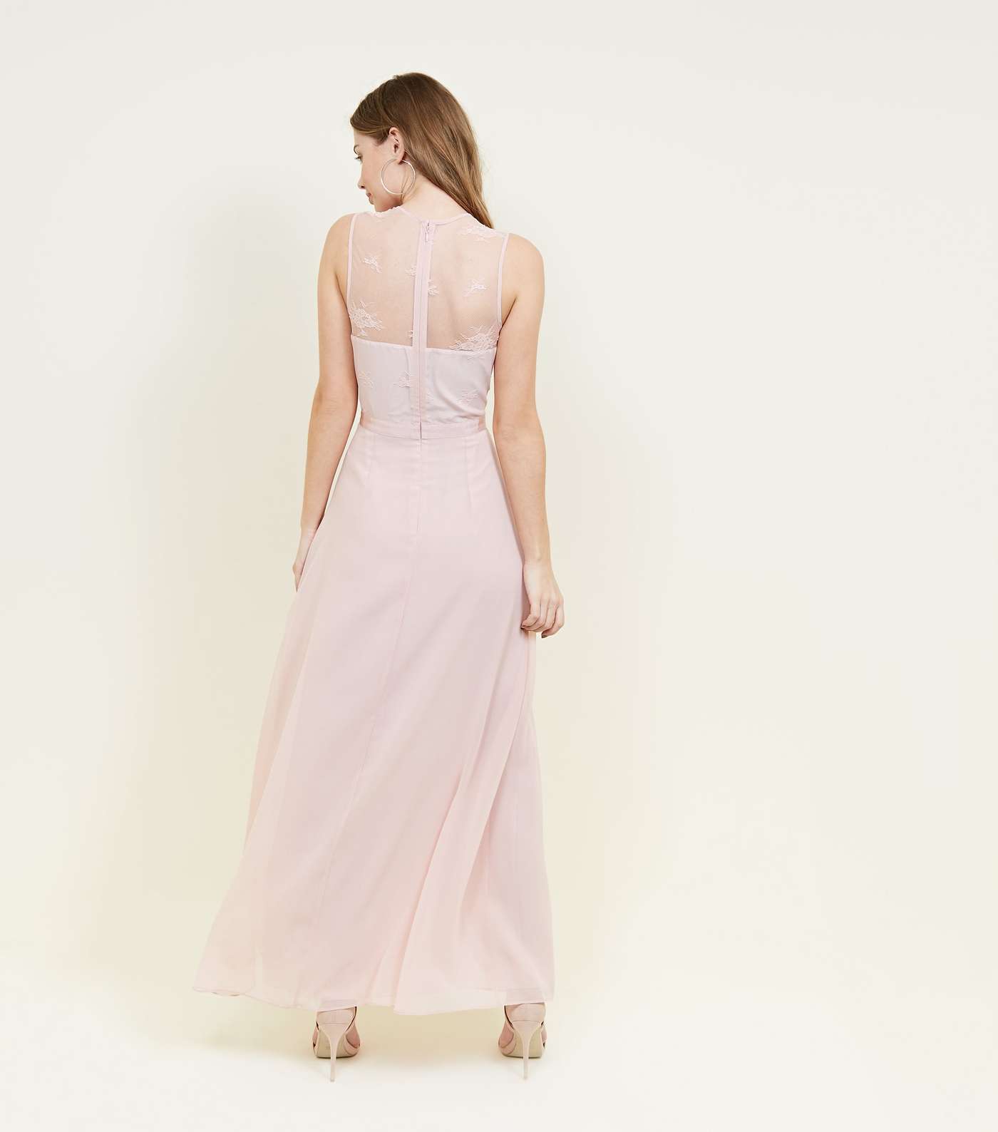 Pink Lace and Chiffon Maxi Dress Image 2