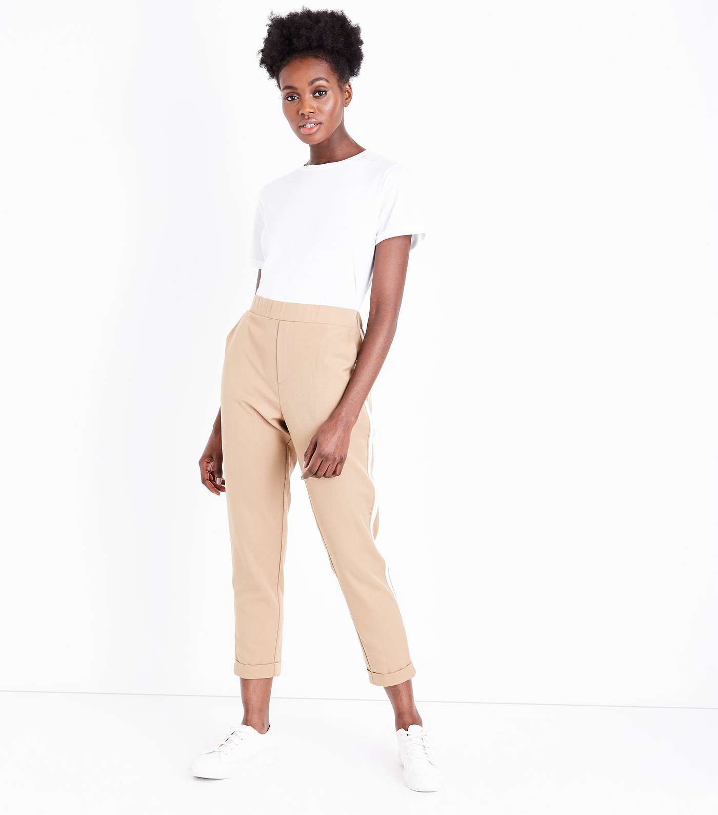 Camel Side Stripe Tapered Trousers
