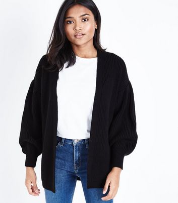 long black balloon sleeve cardigan