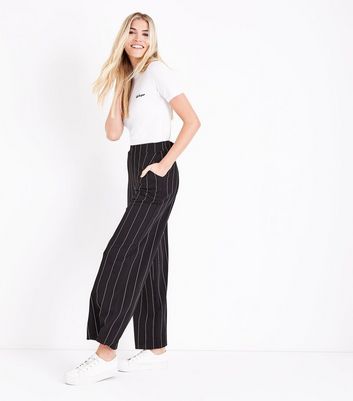 new look black and white striped trousers