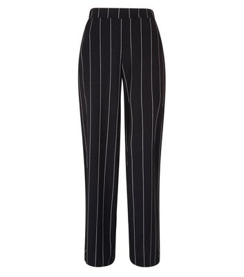 Black Pinstripe Wide Leg Trousers | New 