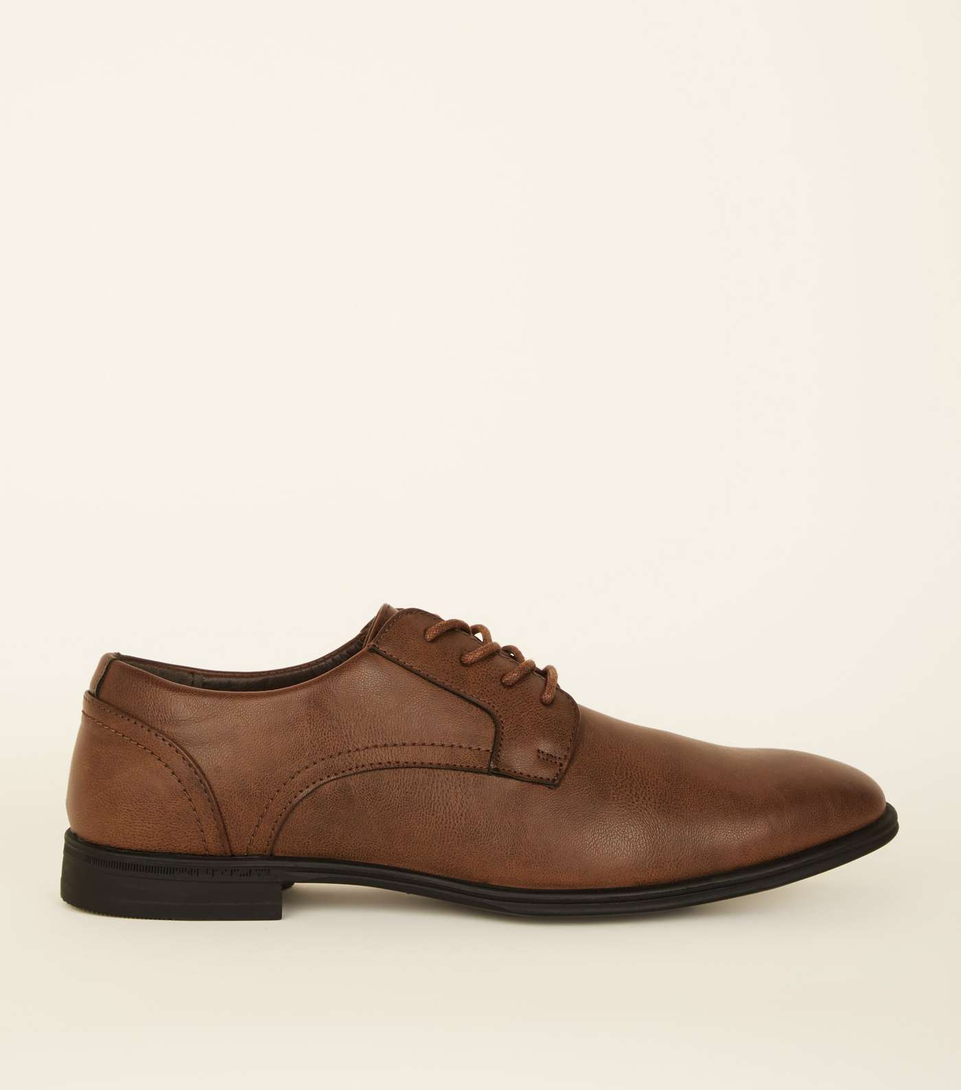 Dark Brown Leather-Look Lace-Up Formal Shoes Image 2