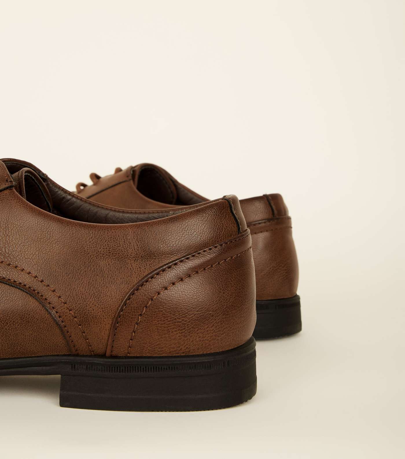 Dark Brown Leather-Look Lace-Up Formal Shoes Image 4