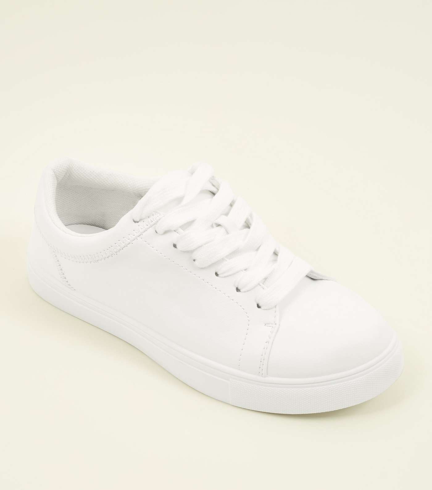 Teens White Lace Up Trainers