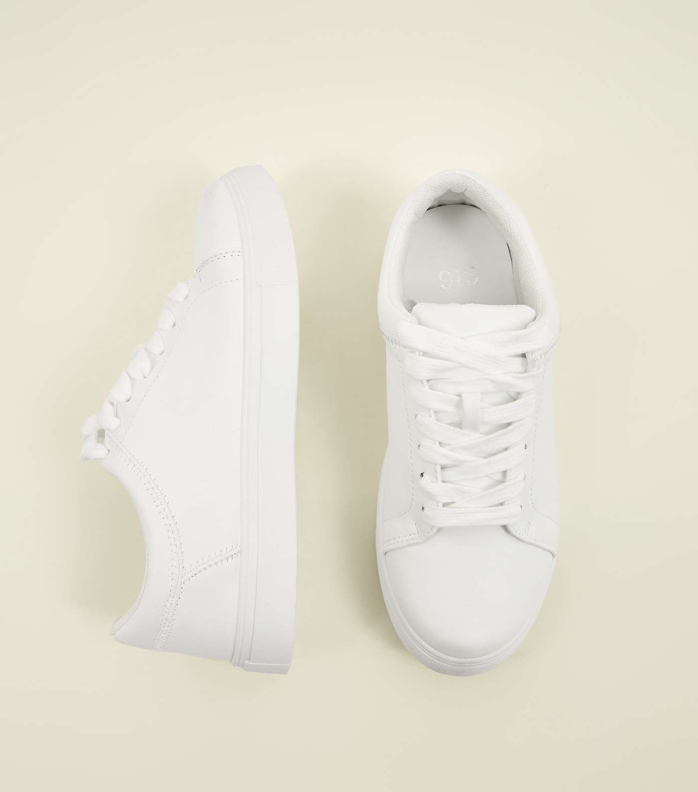 Teens White Lace Up Trainers Image 3