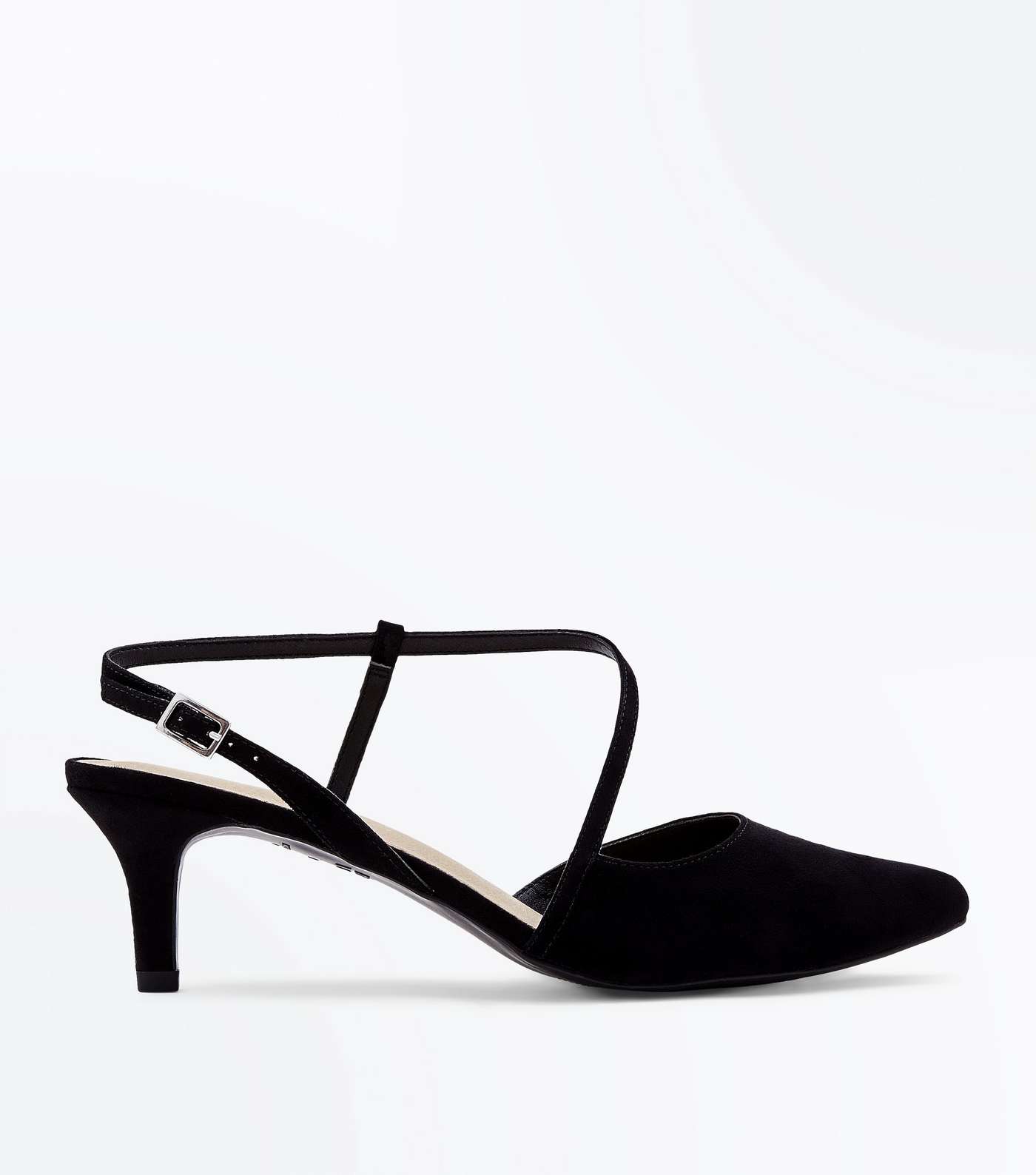 Wide Fit Black Comfort Flex Asymmetric Strap Heels